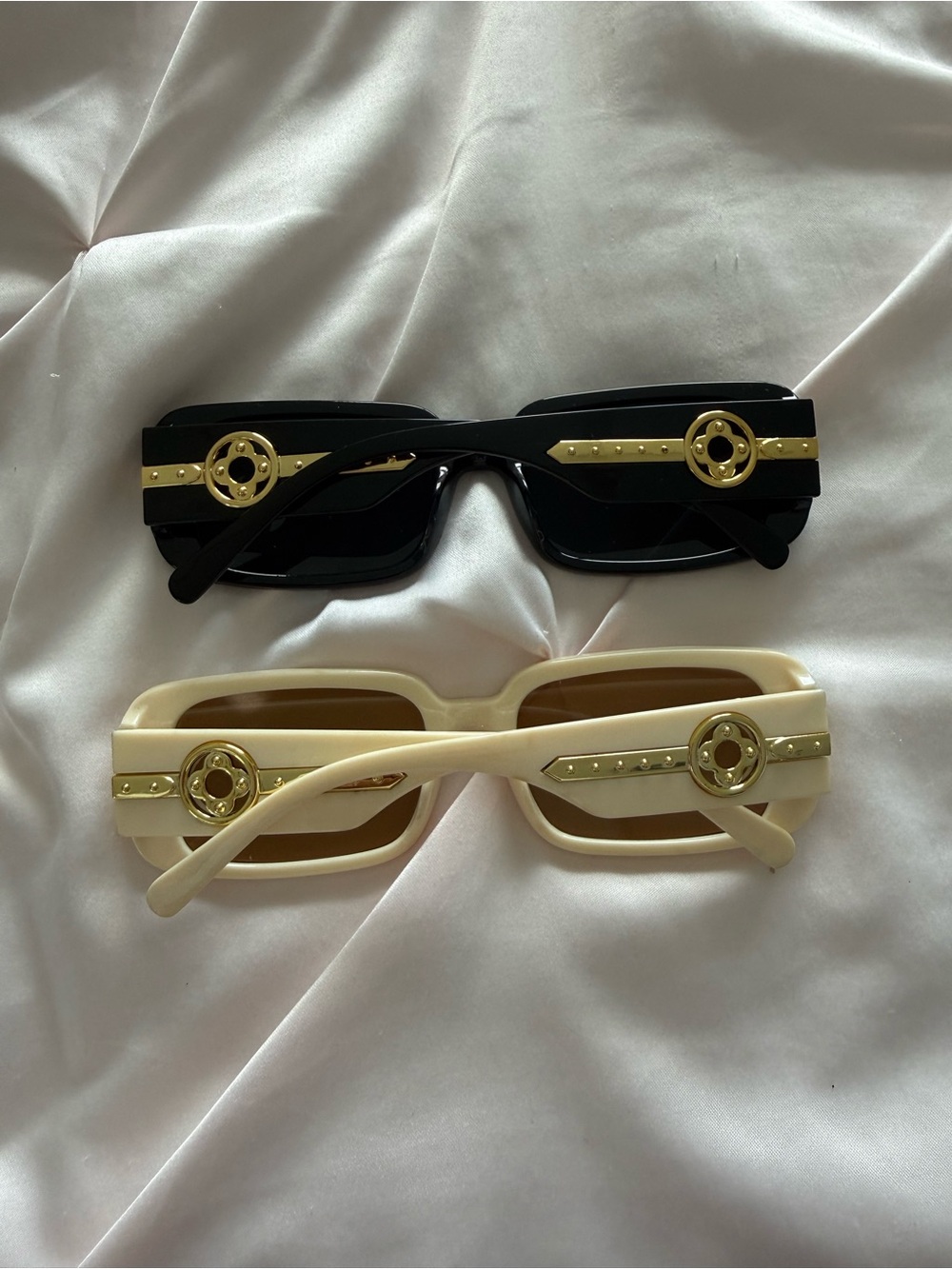 Princess Polly Black & Cream Rectangular Sunglasses Duo - Picture 2 of 5